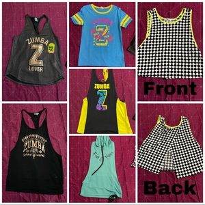 4 Zumba Tops, 1 new with tags & 2 gym tops